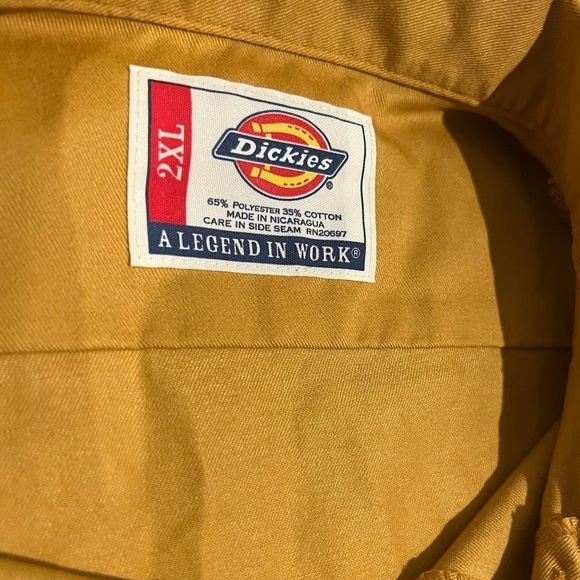 Dickies Tannish Button down Work shirt Sz 2XL - Picture 2 of 4